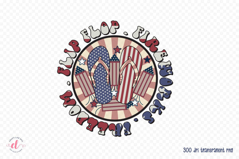 Retro 4th of July PNG - Flip Flop Fireworks Freedom Sublimation CraftLabSVG 