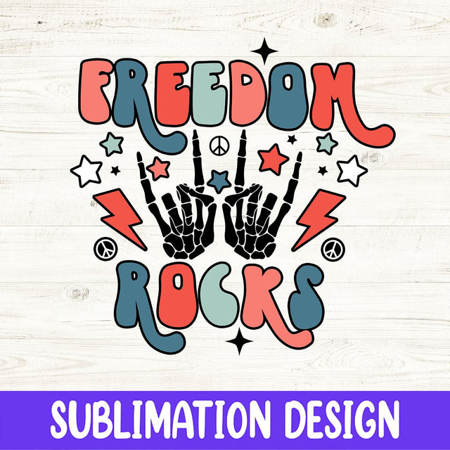 Retro 4th Of July Png, Freedom Rocks Png, Rocker Skeleton Png, Fourth Of July, 4th Of July Sublimation Design, America Png, Patriotic Png Sublimation iStyleDesign 