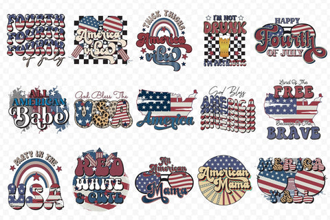 Retro 4th of July PNG Sublimation Bundle Sublimation CraftLabSVG 