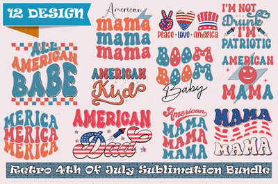 Retro 4th Of July Sublimation Bundle Sublimation Creativeart88 