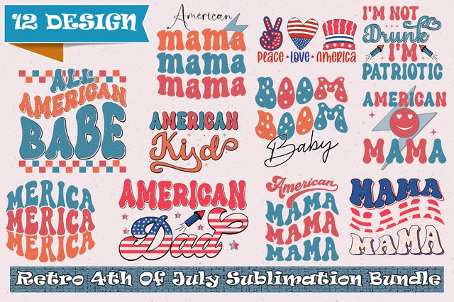 Retro 4th Of July Sublimation Bundle Sublimation Creativeart88 