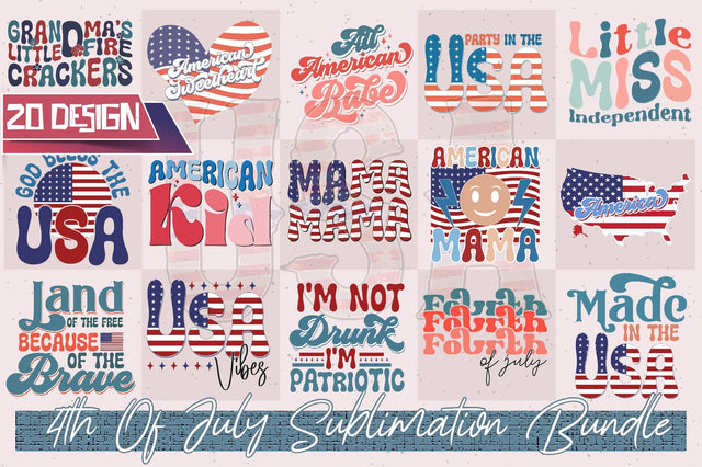 Retro 4th Of July Sublimation Bundle Vol-2 Sublimation Creativeart88 