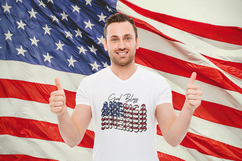Retro 4th of July Sublimation | God Bless America PNG Sublimation CraftLabSVG 