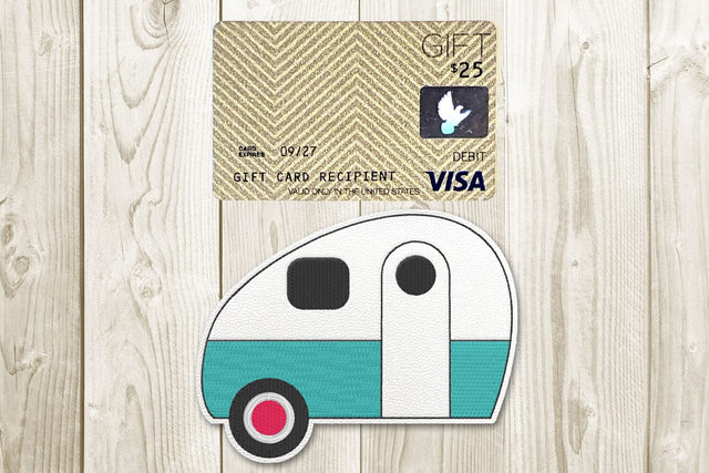 Retro 50s Camper GC Holder ITH Applique Embroidery Embroidery/Applique DESIGNS Risa Rocks It 