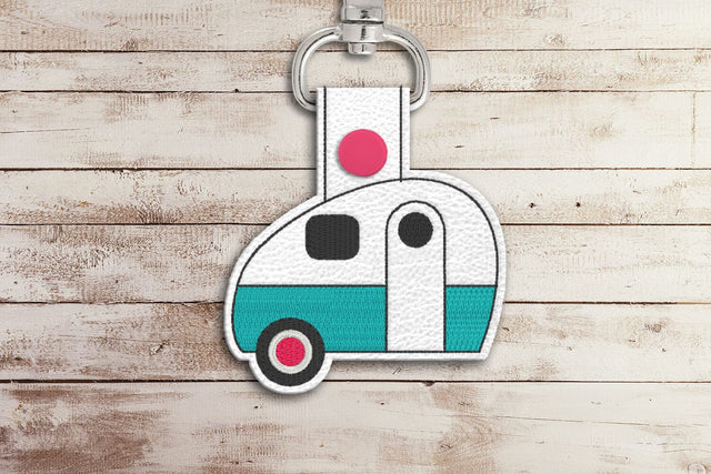 Retro 50s Camper ITH Key Fob Applique Embroidery Embroidery/Applique DESIGNS Risa Rocks It 