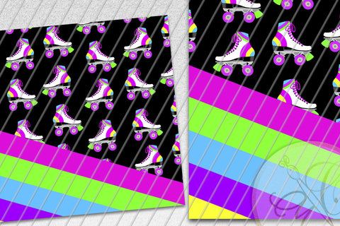 Retro 80's, 90's Roller Skate 20oz Skinny Tumbler Sublimation/ 80’s, 90’s/ Neon Sublimation Marlene Campos 