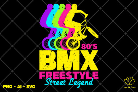 Retro 80’s Bmx - Vintage Graphic Design Sublimation SVG Karma Genie Graphics 