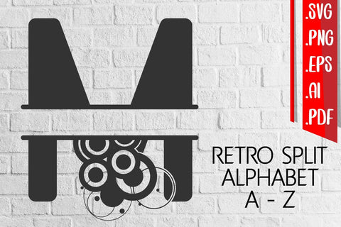 Retro Abstract Split Alphabet A-Z svg eps ai png pdf SVG zafrans studio 