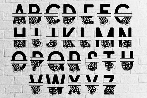 Retro Abstract Split Alphabet A-Z svg eps ai png pdf SVG zafrans studio 