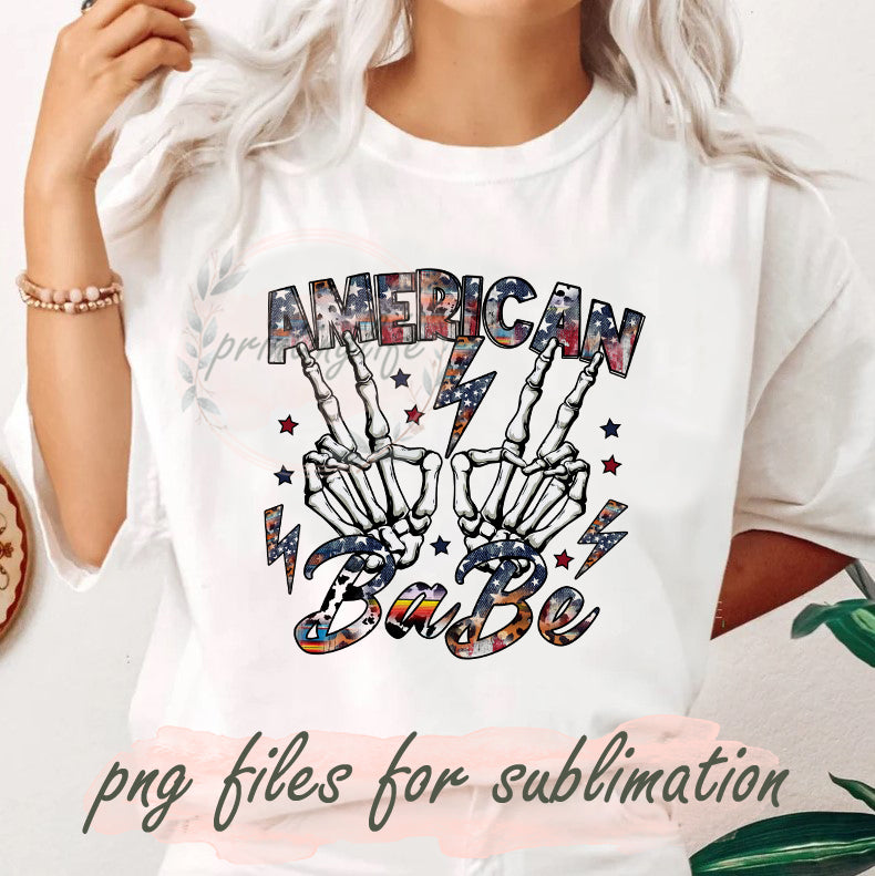 Retro American Babe Png, Western American Babe Design Png, Skeleton ...