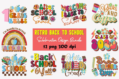 Retro Back to School Sublimation Design Bundle Sublimation SVGArt 