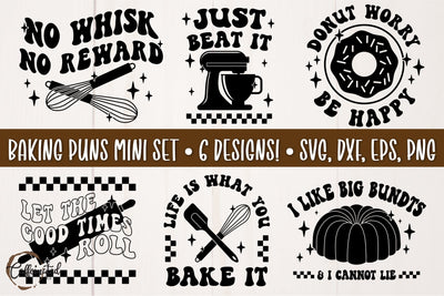 Retro Baking Puns SVG Bundle SVG Caffeinated SVGs 