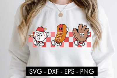Retro Baseball Hot Dog SVG PNG Cut file SVG Freeling Design House 