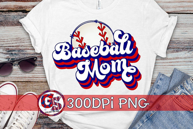 Retro Baseball Mom PNG for Sublimation Sublimation Greedy Stitches 