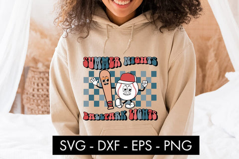 Retro Baseball Summer Nights Ballpark Lights SVG PNG SVG Freeling Design House 