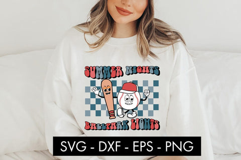 Retro Baseball Summer Nights Ballpark Lights SVG PNG SVG Freeling Design House 