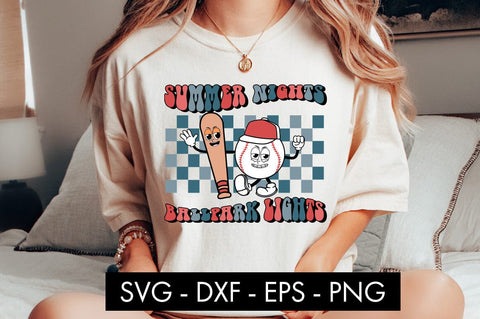 Retro Baseball Summer Nights Ballpark Lights SVG PNG SVG Freeling Design House 