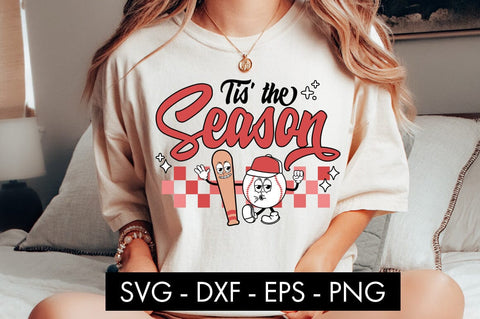 Retro Baseball Tis' The Season SVG PNG Cut file SVG Freeling Design House 