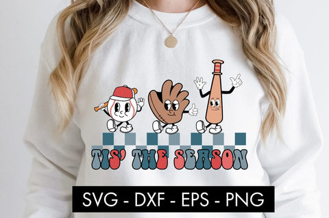 Retro Baseball Tis' The Season SVG PNG Cut file SVG Freeling Design House 