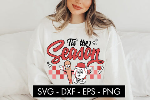 Retro Baseball Tis' The Season SVG PNG Cut file SVG Freeling Design House 