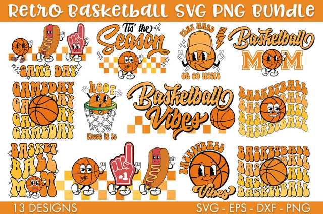 Retro Basketball SVG Bundle PNG Cut file SVG Freeling Design House 