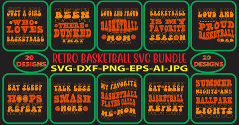 Retro Basketball SVG Bundle SVG Syaman 