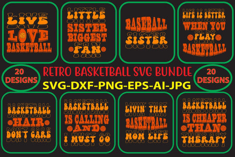 Retro Basketball SVG Bundle SVG Syaman 