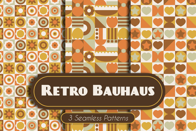 Retro Bauhaus Seamless Patterns Digital Pattern Rin Green 