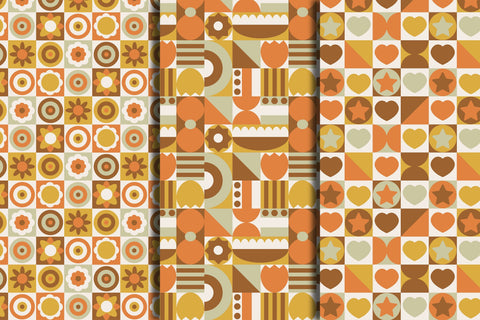 Retro Bauhaus Seamless Patterns Digital Pattern Rin Green 