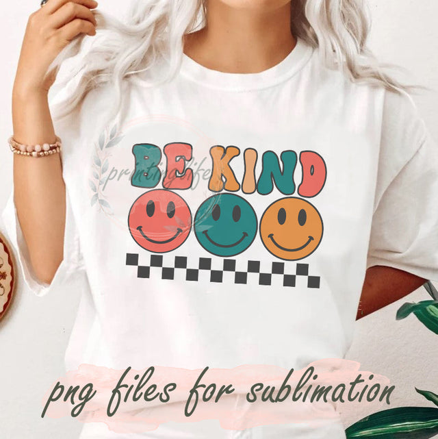 Retro Be Kind PNG, Groovy Be Kind Design Png, Smiley Face Sublimation Png, Be Kind Png, Boho Be Kind Png File, Digital Download Sublimation PrintingLife 