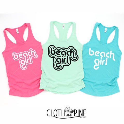 Retro Beach Girl SVG Cloth and Pine Designs 