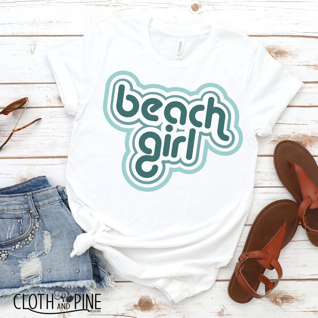Retro Beach Girl SVG Cloth and Pine Designs 