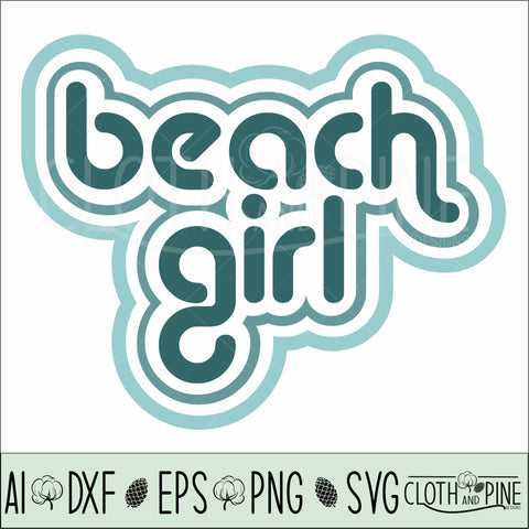 Retro Beach Girl SVG Cloth and Pine Designs 