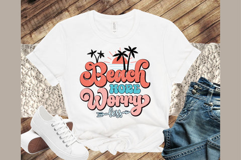 Retro Beach More Worry Less PNG Sublimation Sublimation designartist 