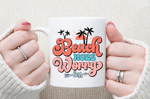 Retro Beach More Worry Less PNG Sublimation Sublimation designartist 