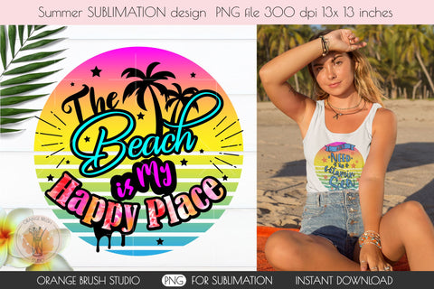 Retro Beach Sublimation PNG Summer Quote Palm Trees Sublimation OrangeBrushStudio 