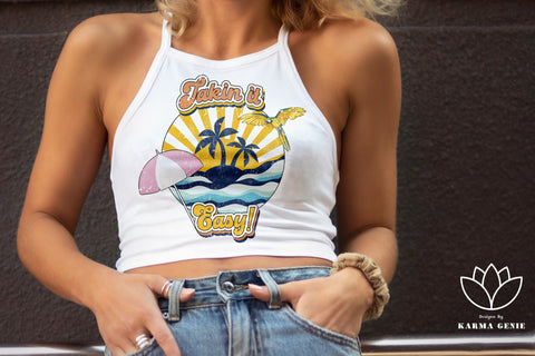 Retro Beach - Takin It Easy - SVG Graphic Design Sublimation SVG Karma Genie Graphics 