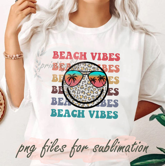 Retro Beach Vibes Design Png, Summer Beach Png, Leopard Smiley Face Png, Summer Vibes Sublimation Design, Hippie Leopard Happy Face Design Png, Boho Smile face with Sunglasses Png, Digital Download Sublimation PrintingLife 