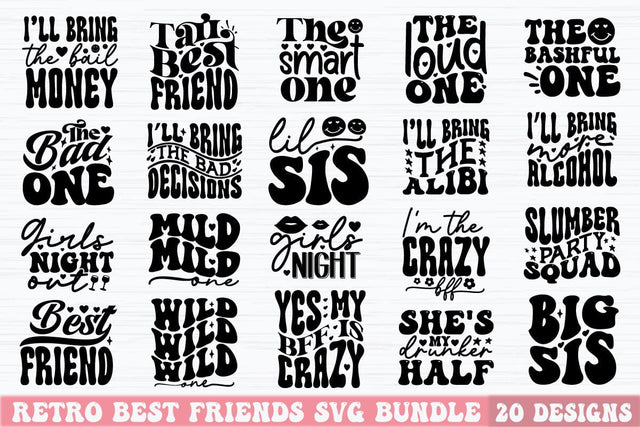Retro Best Friends SVG Bundle SVG akazaddesign 