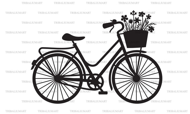 Retro Bicycle with flowers SVG TribaliumArtSF 