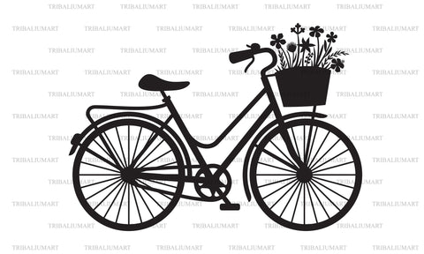 Retro Bicycle with flowers SVG TribaliumArtSF 