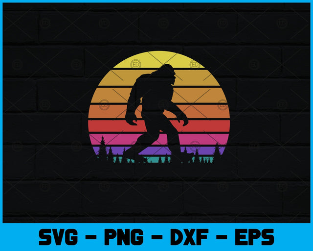 Retro Bigfoot Silhouette Sun Believe! Original 80's Svg Design SVG artprintfile 