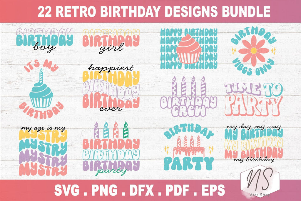 Retro birthday svg bundle, birthday svg, Happy birthday svg, birthday ...