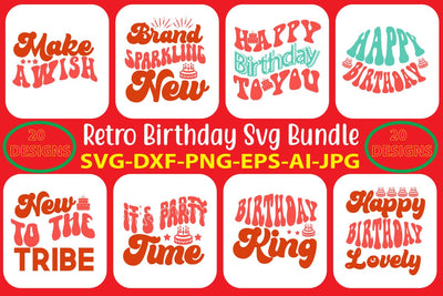 Retro Birthday SVG Bundle SVG Syaman 