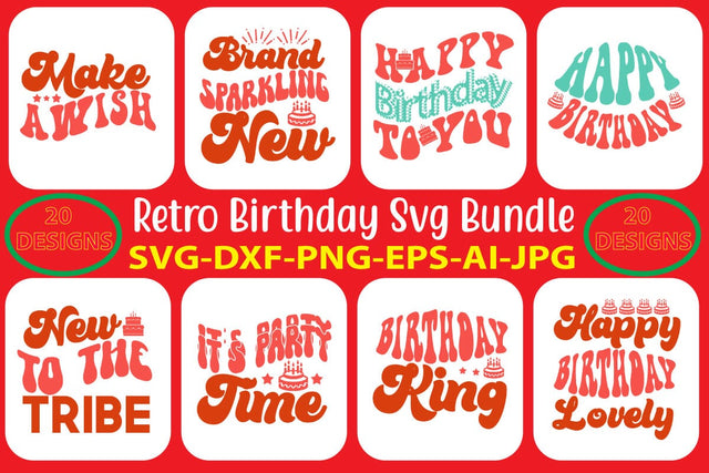 Retro Birthday SVG Bundle SVG Syaman 