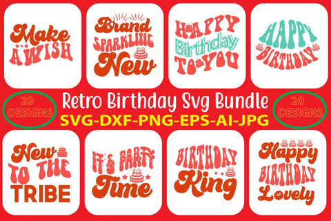 Retro Birthday SVG Bundle SVG Syaman 