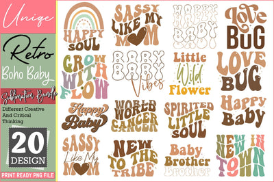 Retro Boho Baby Sublimation Bundle-5 Sublimation Creativeart88 