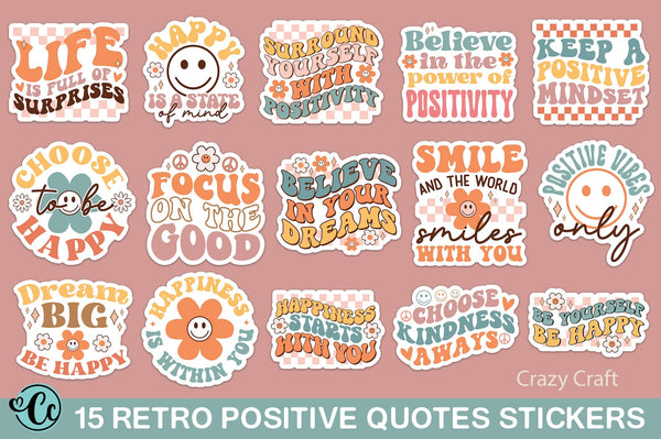 Retro Boho Mental Health sticker bundle, Boho Inspirational Quotes sticker,  Retro Positive Quotes sticker, sticker bundle, Motivational Quote sticker -  So Fontsy