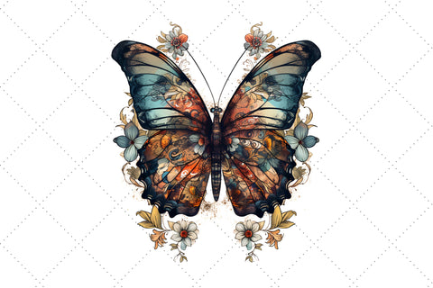 Retro Butterfly floral Clipart Bundle, Sublimation, Butterfly floral Sublimation FloridPrintables 