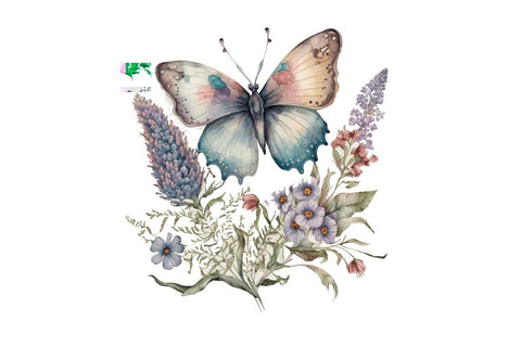 Retro Butterfly Floral clipart Bundle Sublimation Regulrcrative 